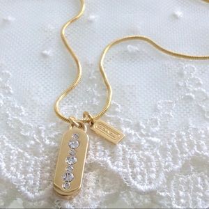 Coach Pave Bar & Hangtag Charm Necklace